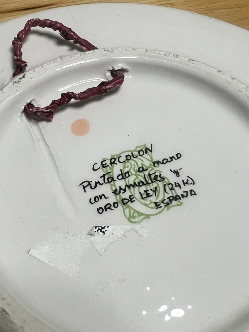 Cercolon Pintado a Mano España Decorative Wall Plate 24K Gold Rim Hand Painted - Picture 7 of 12